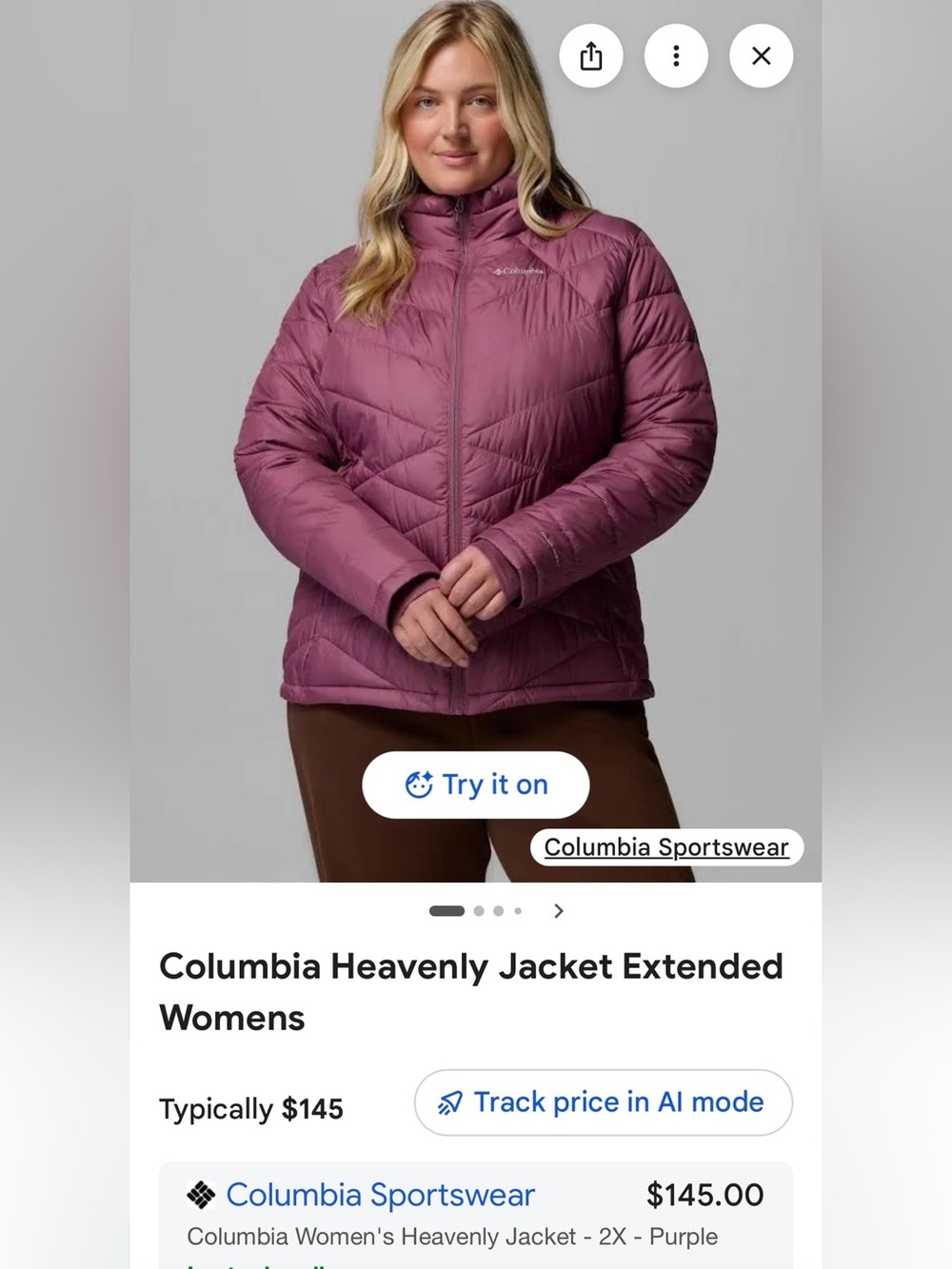 Columbia Women’s Heavenly Jacket in Purple size 2x EUC